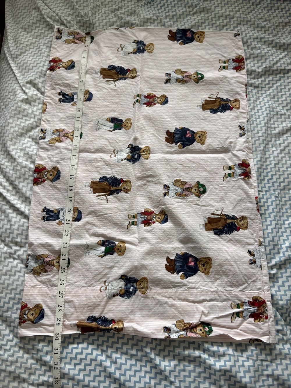 POLO RALPH LAUREN 1 Polo Bear Standard Pillowcase Pink Striped Girl Bear - Picture 2 of 10